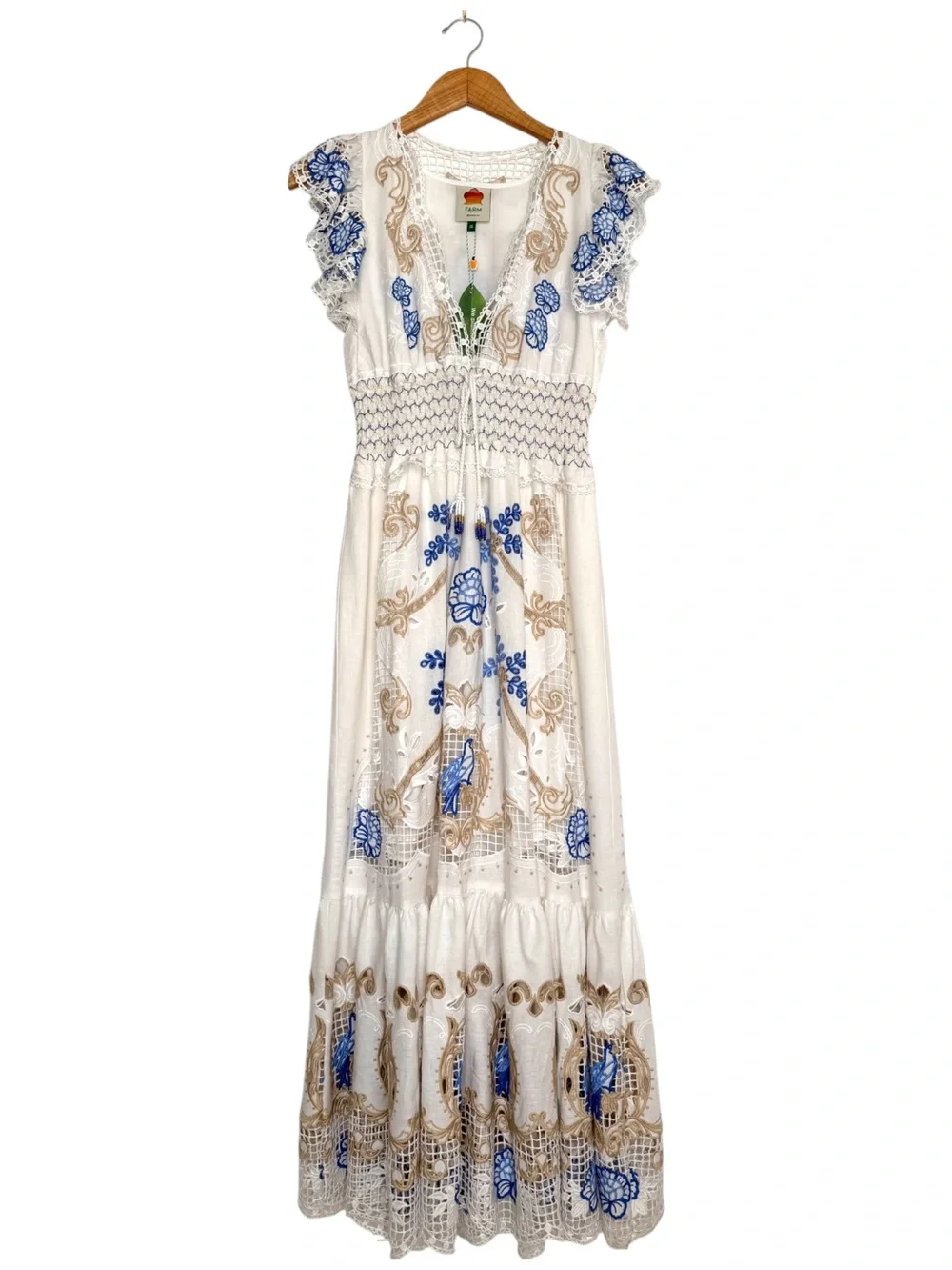 FARM Rio Romantic Richelieu Lace & Embroidery Maxi Dress, NWT π§π· - Picture 7 of 16